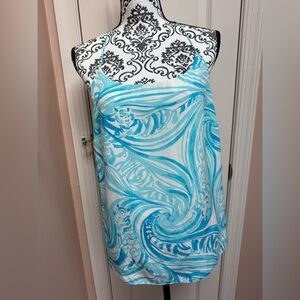 Lilly Pulitzer Silk Halter Top – Blue Tiger Swirl Print – Size L